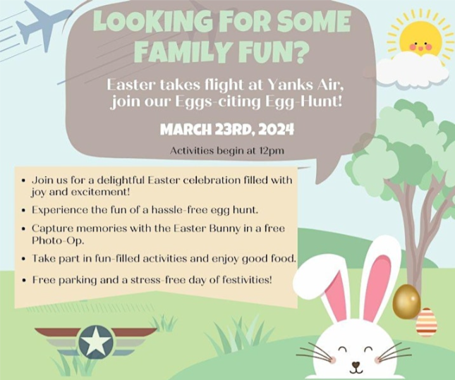 Yanks Air Museum Easter poster on March 23rd 2024. (Yanks Air Museum, Courtesy of Eventbrite)
